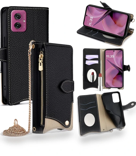 Leather Case Wallet Stand Cover with Chain Strap — Flip Cases, Smartwatch 2025