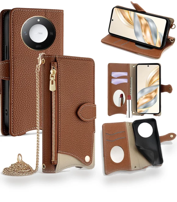 Leather Case Wallet Stand Cover with Chain Strap — Smartwatch Protectors, Smartwatch 2025