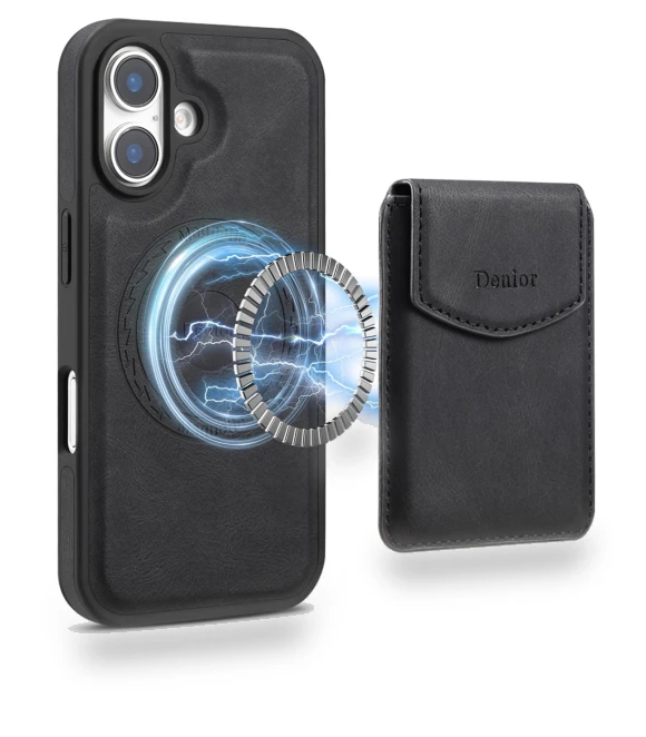 Magnetic Case Leather+PC+TPU Cover with Detachable Card Bag — Phone Accessories, DENIOR