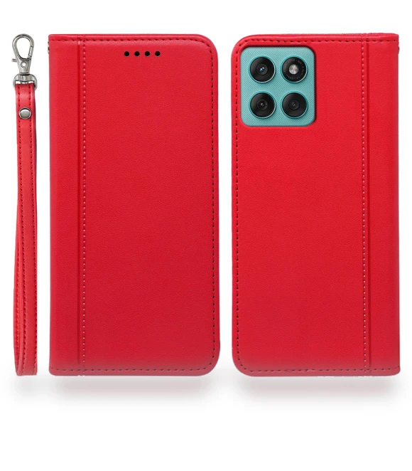 Wallet Case Magnetic Closing PU Leather Phone Cover with Wrist Strap — Flip Cases, Smartwatch 2025