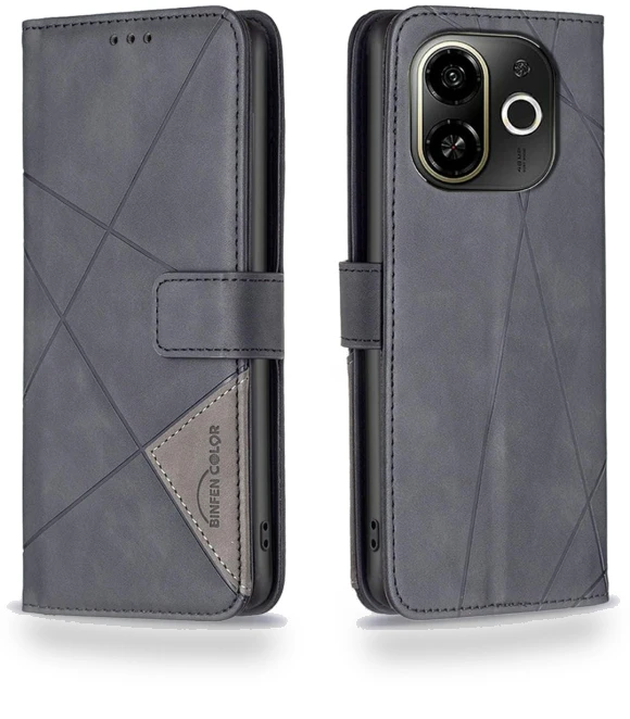 Wallet Stand Geometry Imprinted Leather Cover — Phone Accessories, BINFEN COLOR