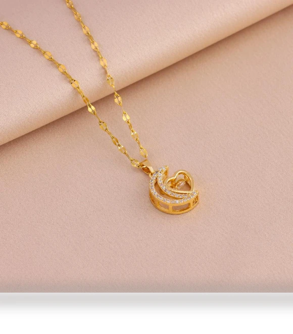 Fashionable slightly zirconium-inlaid smart moon pendant necklace — Smart Jewelry, JMANDJM