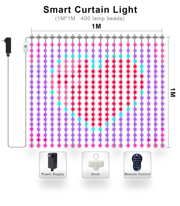 Programmable Smart Bluetooth LED Window Curtain — String Lights, MALITAI