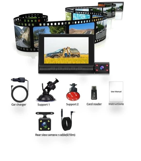 4-inch Car DVR with Triple Camera — Rearview Video Systems, PRISMA