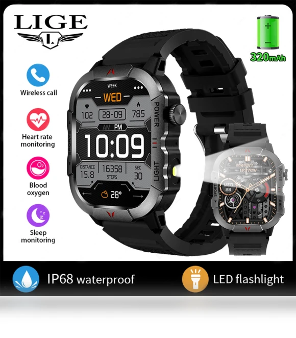 LED Flashlight Smart Watch — Wearable Accessories, LIGE