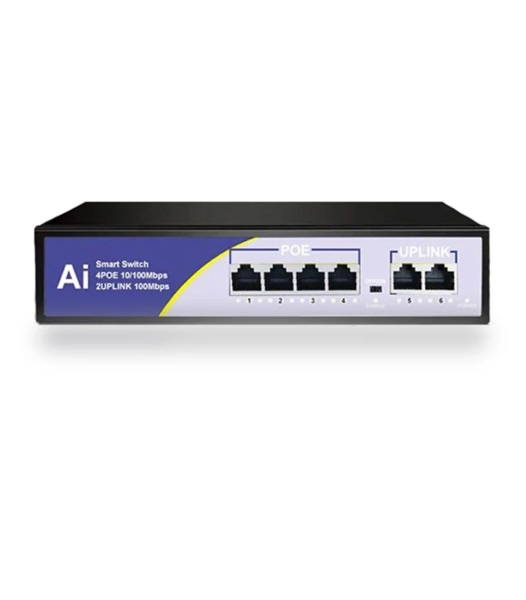 POE Switch 6 Ports 100 Mbps Ethernet Smart Switch — Hubs, KuWFi
