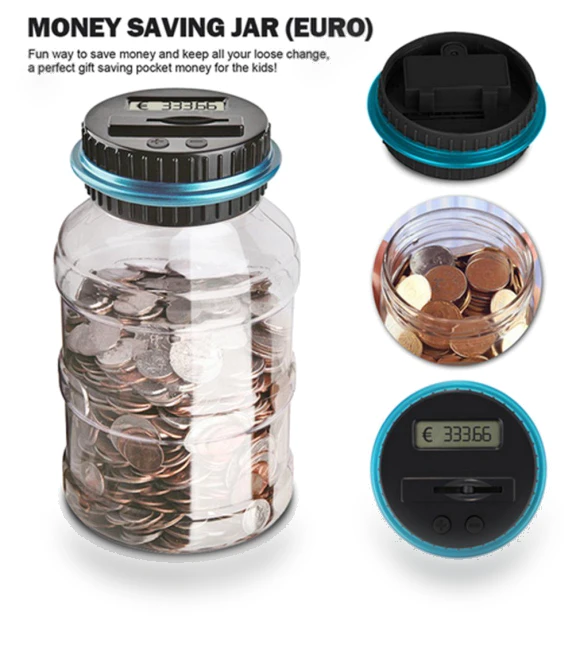 Portable LCD Display Smart Electronic Digital Coin Counting Piggy Bank — Savings & Piggy Banks, Simple and warm