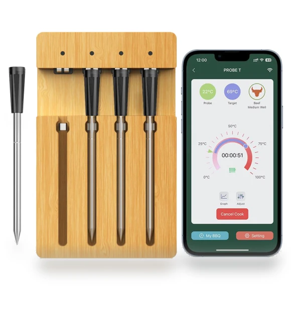 Wireless Meat Thermometer with Smart APP Control — Grill Thermometers, Sportssss