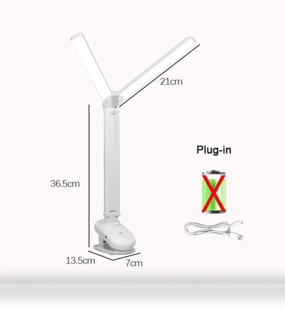 Dual Head LED Desk Lamp with Clamp and Touch Control — Study & Desk Lighting, Elegant Living House