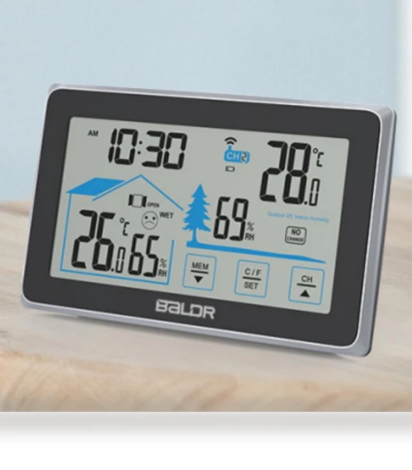 Electronic Hygrometer, Smart Weather Station — Home Climate Control, Elegant Living House