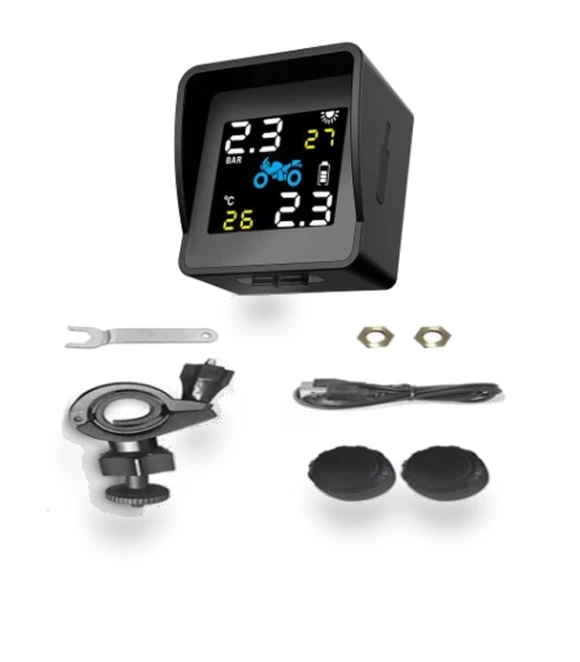Wireless Tire Pressure Monitor Solar Motorcycle Tire Pressure Detector — TPMS Sensor Replacements, A Auto Parts Mall