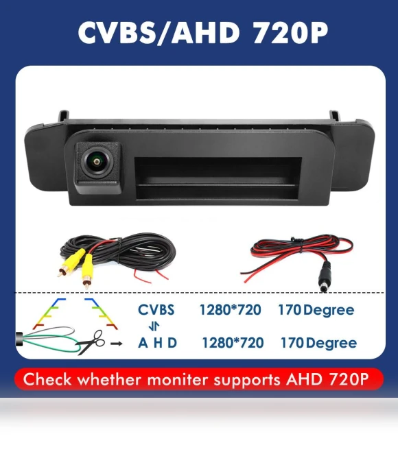 4K Night Vision Reversing Auto Parking AHD 1080P 180 degrees Car Handle Camera — Rearview Cameras for Cars, A Auto Parts Mall