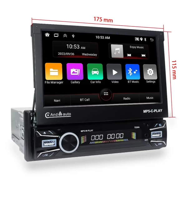 Car Radio with Retractable Touchscreen — Stereo Receivers, Reakosound