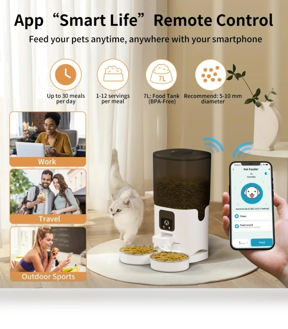 Double Bowl Smart Automatic Pet Feeder — Automatic Feeders, Pet family bucket