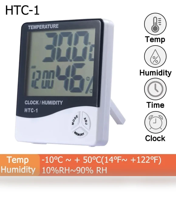 LCD Electronic Humidity Meter Smart Electric Digital Hygrometer Thermometer Weather Station Outdoor Clock — Hygrometers, COOKING-MALL