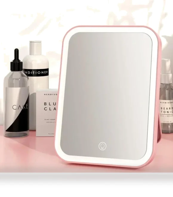 LED Makeup Mirror with Touch Screen — Handheld, AE Selection