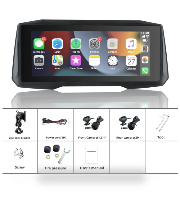 Portable Wireless Motorcycle CarPlay Android Auto Touch Screen — Navigation & GPS Accessories, Reakosound