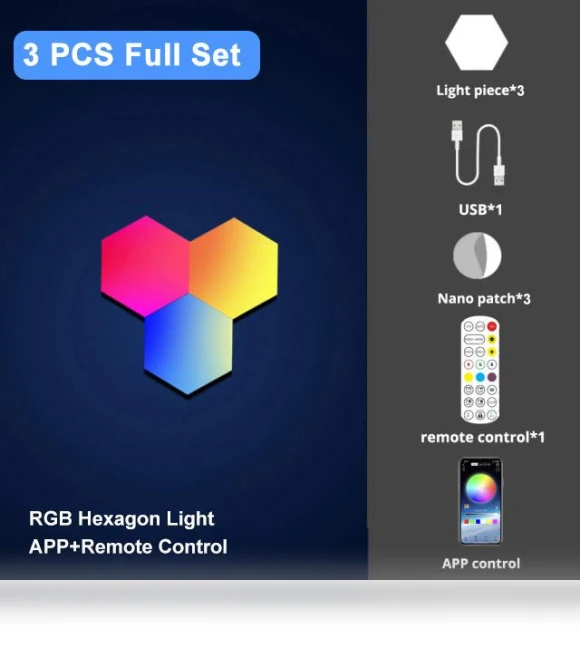 RGB LED Hexagon Smart Light Panel — LED Strips, Rainbow Rain