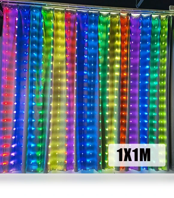 Smart Curtain App, Garland, 400 LEDs, Hanging Garland, Programmable Pattern and Text, Music Sync for Wedding or Party... — Lanterns, Rainbow Rain