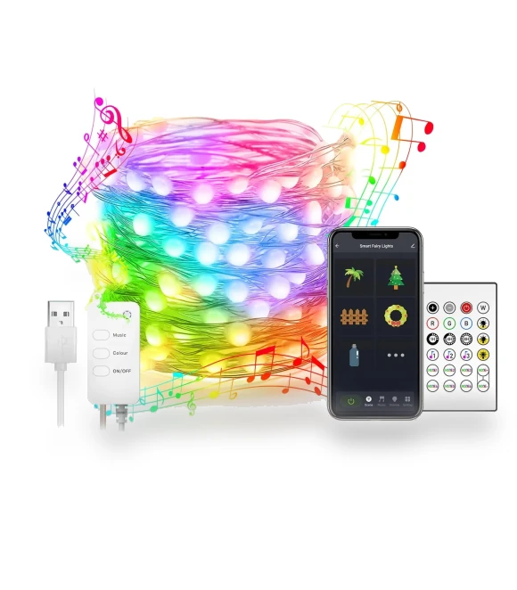 Smart LED Christmas Fairy Lights — String Lights, Rainbow Rain