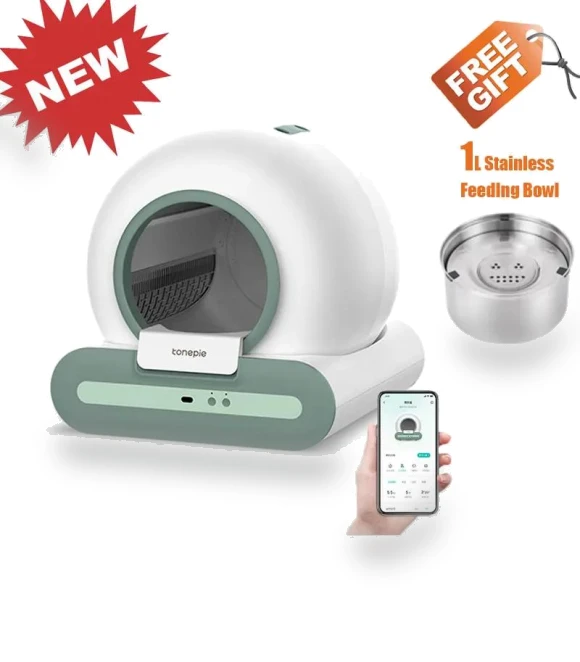 Smart Self-Cleaning Cat Litter Box — Waste Bins, Rainbow Rain