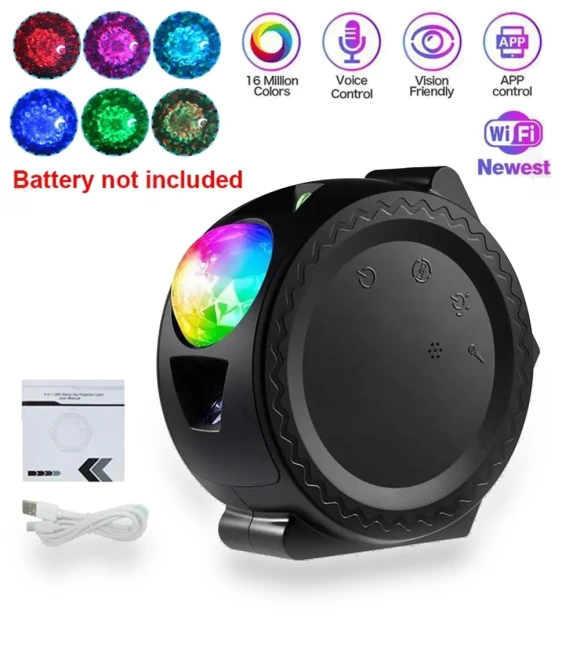 Smart Starry Sky Projector Galaxy Projector — Night Lights, Rainbow Rain