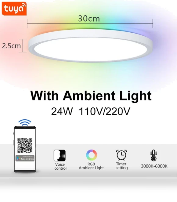 Ultra Thin Smart LED Ceiling Light — LED, Rainbow Rain