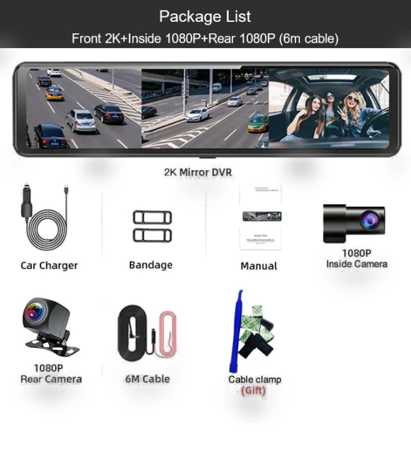 12-inch Touchscreen Mirror Dash Cam — Dashboard Cameras, JOHO