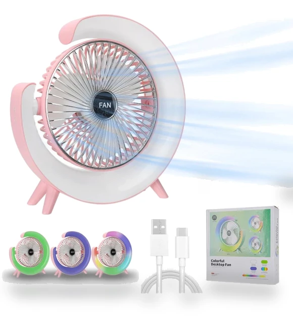 Portable Fan with Colorful Lighting — Portable USB Fans, Luminaire Lighting Mall