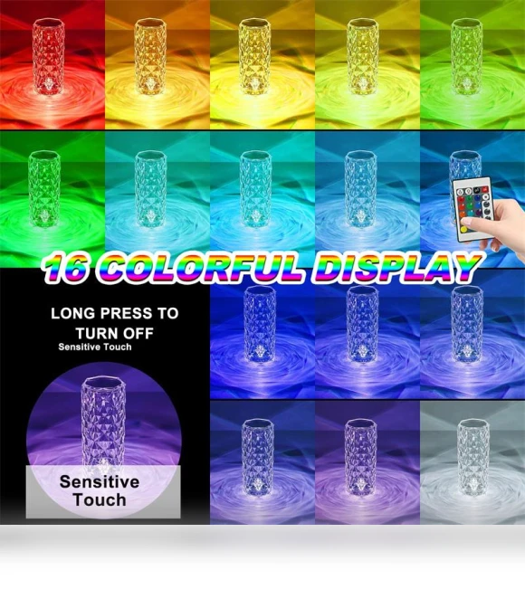 Crystal Table Lamp — Overhead Lighting, Rainbow Rain