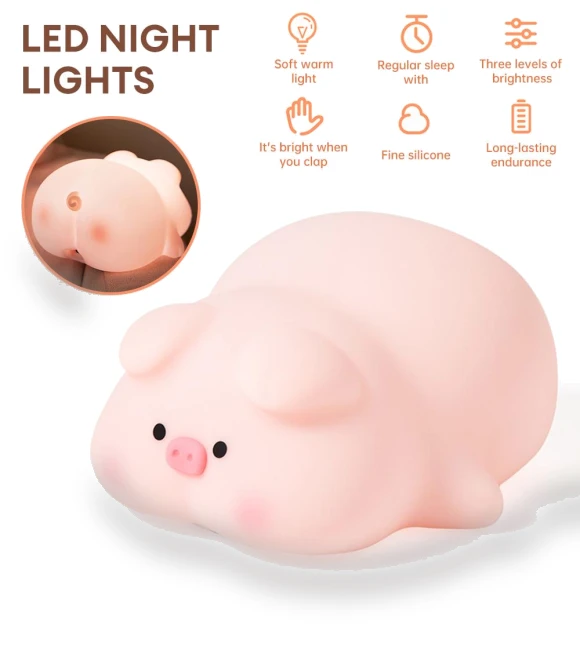 Cute Rabbit Pig Silicone Night Light — Lamps & Shades, Exquisite goods home furnishing