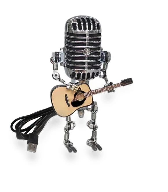 Vintage Robot Microphone Touch Dimmer Lamp — Desk, Rainbow Rain