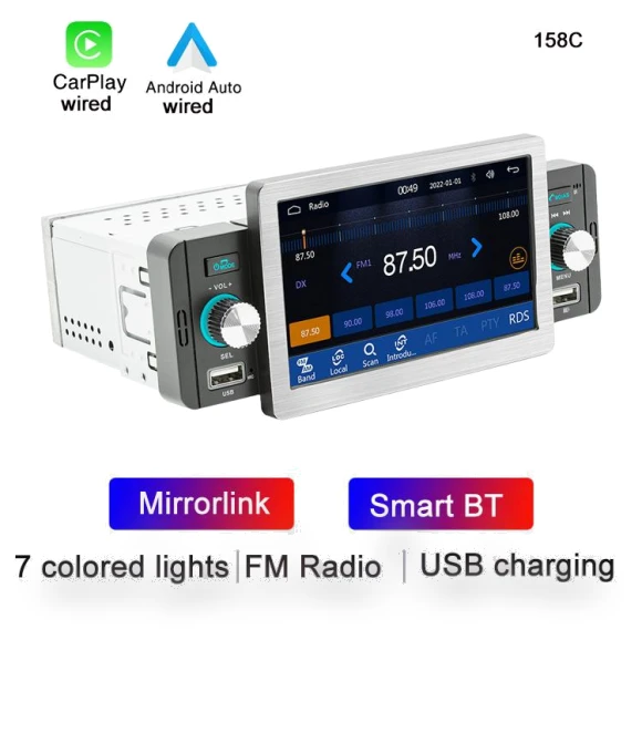 1din 5 HD Touchscreen Car Monitor — Stereo Receivers, Auto Launcher
