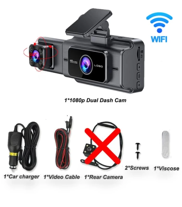 3-Channel WIFI Car Dash Camera — Dashboard Cameras, Auto Accessories Home