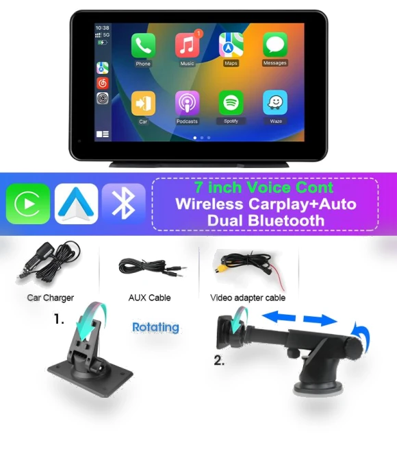 7-inch CarPlay Android Auto Car Radio Multimedia Video Player — Stereo Receivers, Auto Accessories Home