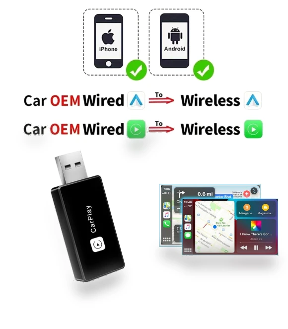 Wireless CarPlay Android Auto Adapter — USB, Auto Accessories Home