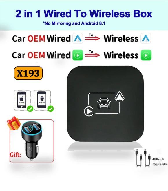 4 in 1 Carplay Box Android Auto Wireless Adapter — Stereo Receivers, Auto Accessories Home