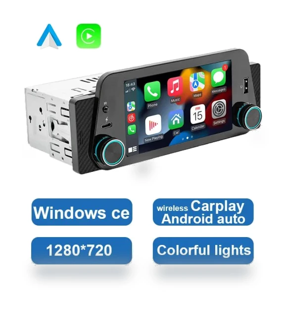 5-inch Wireless Carplay 1Din MP5 Player Car Stereo — Stereo Receivers, Simplistic Living Home