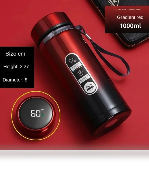 Portable Stainless Steel Thermos with LED Temperature Display — Travel Drinkware, Home Of Auto Parts