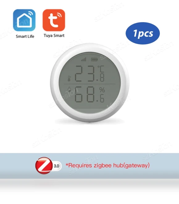 Temperature and Humidity Sensor with LCD Display — Home Climate Control, Tuya Smart