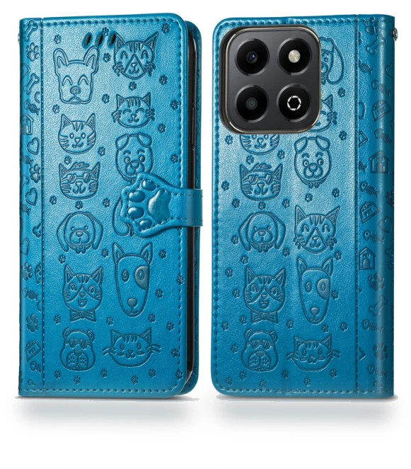 Cat and Dog Embossed Leather Phone Case — Basic Cases, Honor