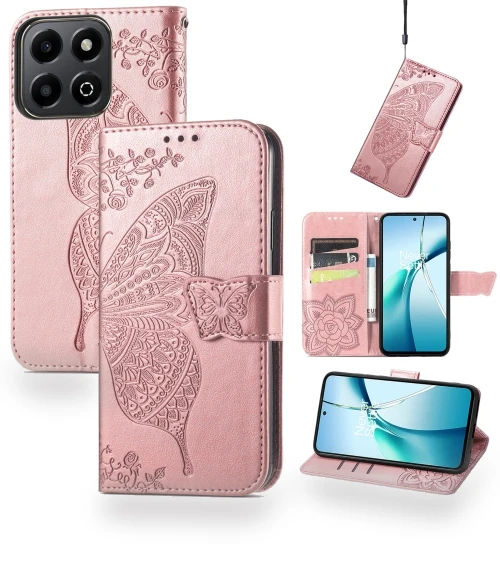 Butterfly Love Flower Embossed Leather Phone Case — Basic Cases, Honor