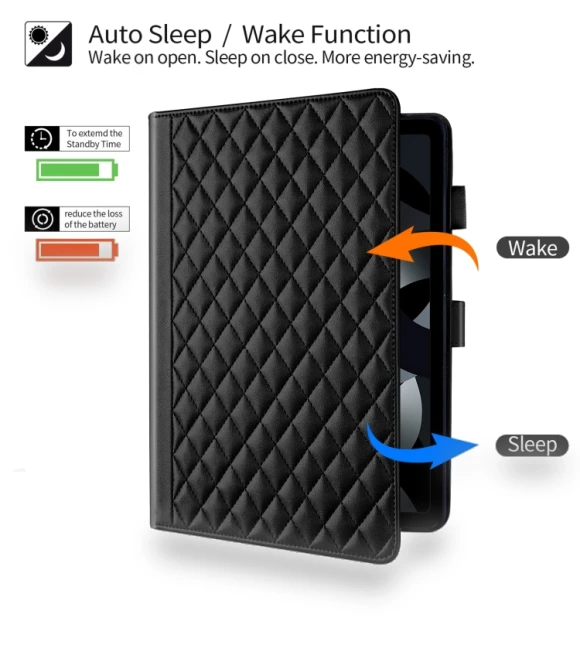 Rhombus Lattice Leather Smart Tablet Case for iPad 10th Gen 10.9 2022 — Keyboard Cases
