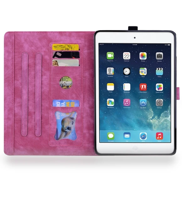 Cartoon Sakura Cat Embossed Smart Leather Tablet Case — Cases