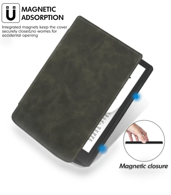 Retro Skin-feel Leather Smart Tablet Case for Pocketbook InkPad 4/Color2/3/PB743 — Protective Cases, Pocketbook