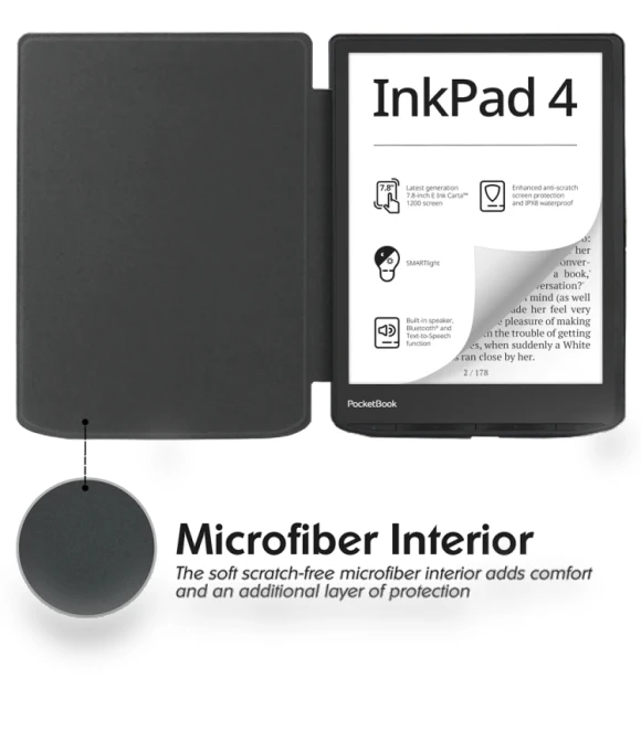 Retro Skin-feel Leather Smart Tablet Case for Pocketbook InkPad 4/Color2/3/PB743 — Protective Cases, Pocketbook