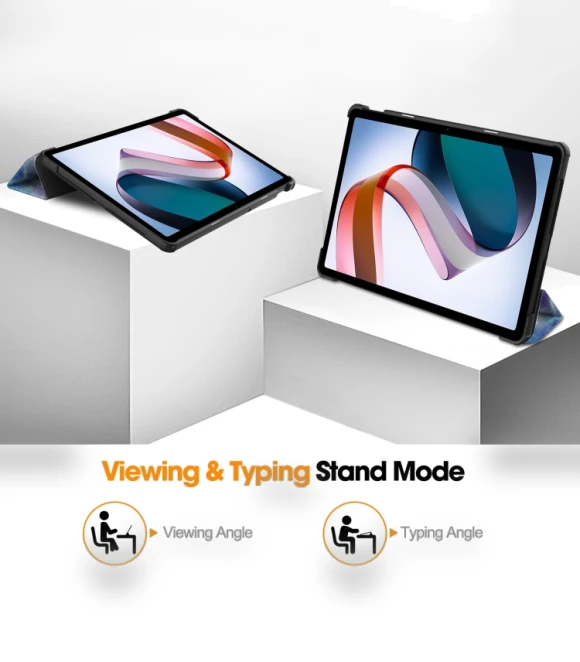 3-Fold Holder Smart Leather Tablet Case for Xiaomi Redmi Pad SE — Keyboard Cases, Xiaomi