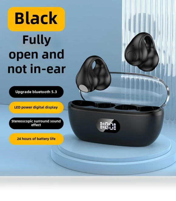 Bluetooth 5.3 Ear Clip Headset with Display — Headsets, AI Supermarket