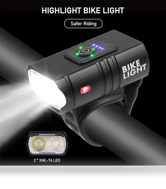 Rechargeable Waterproof Bicycle Light — Bike Headlights, AI Supermarket