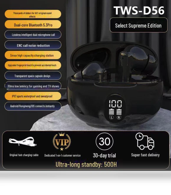 Smart Voice True Wireless Bluetooth Earbuds — In-Ear Headphones, TopSky